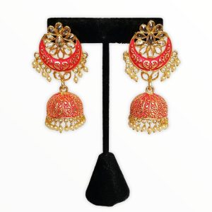 Reverse AD Jhumka Earrings in Montana, Grey, Gajari color - JIA11