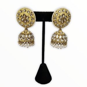 Kundan Jhumka Earrings in Maroon, Peach, Beige color (JIA26)