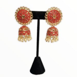 Reverse AD Jhumka Earrings in Ruby, Ruby , Montana - JIA31