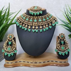 Traditional Kundan Choker Set Light Green JIA206