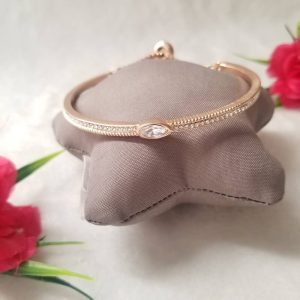 American Diamond/CZ Loose Link Bracelet in Rose Gold Finish JIA236