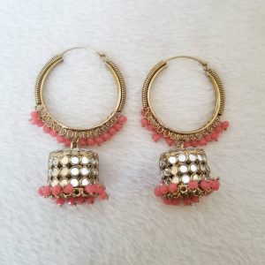 Traditional Antique Mehendi Finish Mirror Jhumka Earrings in Various Colors