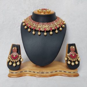 Antique Traditional Minakari/Meenakari Necklace Set in Maroon Color (JIA1079)