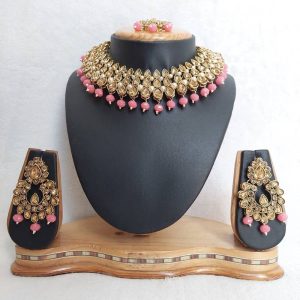 Traditional Reverse AD Necklace Set in Gajari Color JIA1121