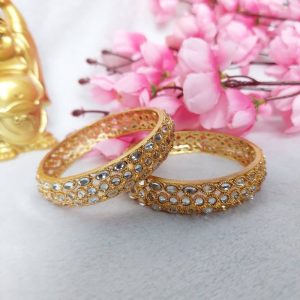 Traditional Kundan Bangles in Gold Finish  JIA1220